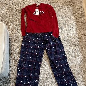 SKIMS X CPFM Long Sleeve & Flannel Pant Sleep Set - Brick Santa's Fav Print